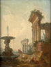 Orientaliske figurer i antikke ruiner - Jean-Baptiste Hilaire — visning af kunstværket