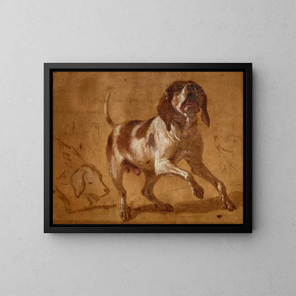 Studie af en hylende hund - Jean-Baptiste Oudry — indrammet kunstværk på væggen