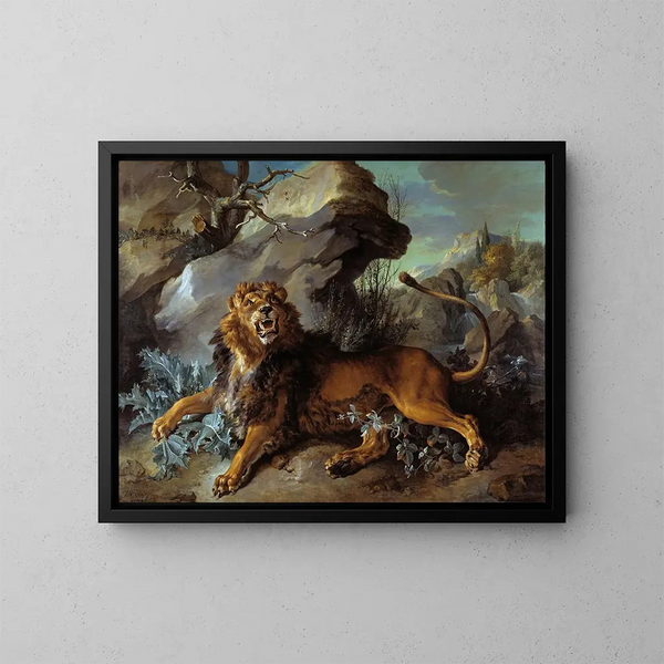 Le Lion et la Mouche - Jean-Baptiste Oudry — indrammet kunstværk på væggen