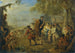 Figurer i en militærlejr med en rytter, der leder tropper - Jean-Baptiste Pater — visning af kunstværket