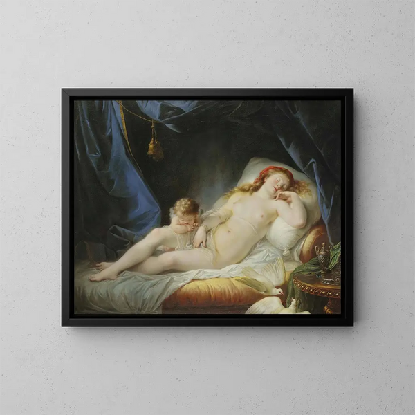 Værdifuldt kunsttryk af Venus sovende - Jean-Baptiste Regnault — indrammet kunstværk på væggen