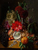 naturtro med blomster og frugt på en kant - Jean-Baptiste Robie — visning af kunstværket