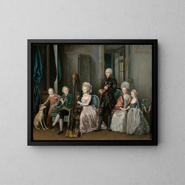 D Portrait de familie af Louis-Philippe D'Orléans, hertug af Chartres - Jean-François Garneray — indrammet kunstværk på væggen