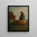 En hyrdinde, der strikker - Jean-François Millet — indrammet kunstværk på væggen