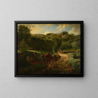 Hameau Cousin Gréville - Jean-François Millet — indrammet kunstværk på væggen