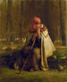Bergère siddende - Jean-François Millet — visning af kunstværket