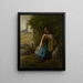 Bergère sidder på en klippe - Jean-François Millet — indrammet kunstværk på væggen
