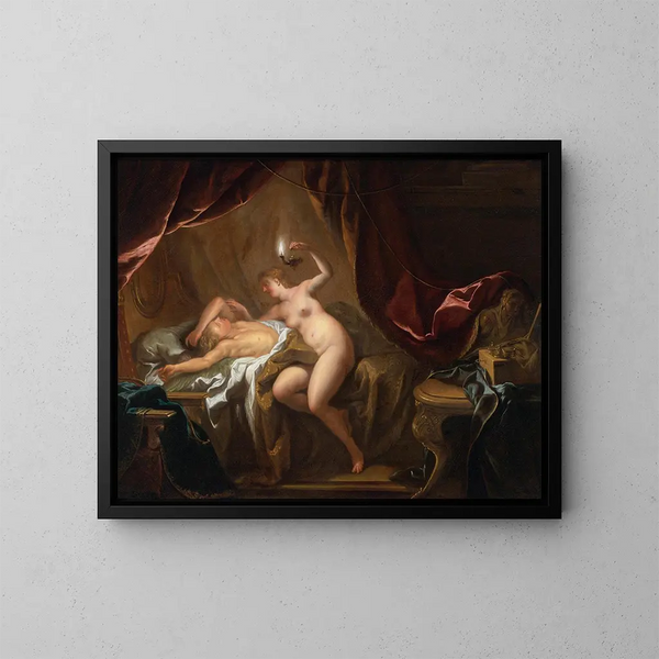 Cupidon og Psyche - Jean-François de Troy — indrammet kunstværk på væggen