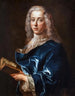 Portrait af en mand i blå frakke, der holder en bog - Jean-François de Troy — visning af kunstværket