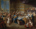 maleriet "Le festin de Didon et Énée", et allegorisk portræt af familien af hertugen og hertuginden af Maine - Jean-François de Troy — visning af kunstværket