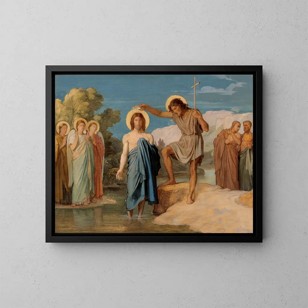 Le dåb af Kristus - Jean-Hippolyte Flandrin — indrammet kunstværk på væggen