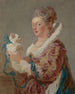 En kvinde med en hund - Jean-Honoré Fragonard — visning af kunstværket