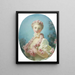 En ung blond kvinde med en rosenkrans omkring halsen - Jean-Honoré Fragonard — indrammet kunstværk på væggen