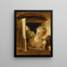 En ung kvinde, der læner sig ud af vinduet - Jean-Honoré Fragonard — indrammet kunstværk på væggen