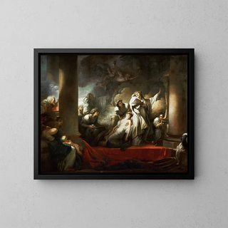 Coresus-maleri, der ofrer sig for at redde Callirhoe - Jean-Honoré Fragonard — indrammet kunstværk på væggen