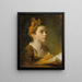 en pige, der læser en bog - Jean-Honoré Fragonard — indrammet kunstværk på væggen