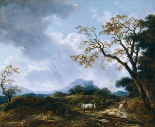 Landskabsmaleri med tillfældig regnbyge - Jean-Honoré Fragonard — visning af kunstværket