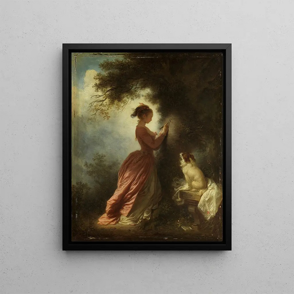 Le Chiffre d'amour The Souvenir - Jean-Honoré Fragonard — indrammet kunstværk på væggen