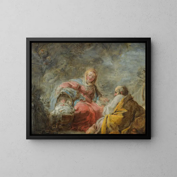 Le Repos pendant la fuite en Égypte - Jean-Honoré Fragonard — indrammet kunstværk på væggen