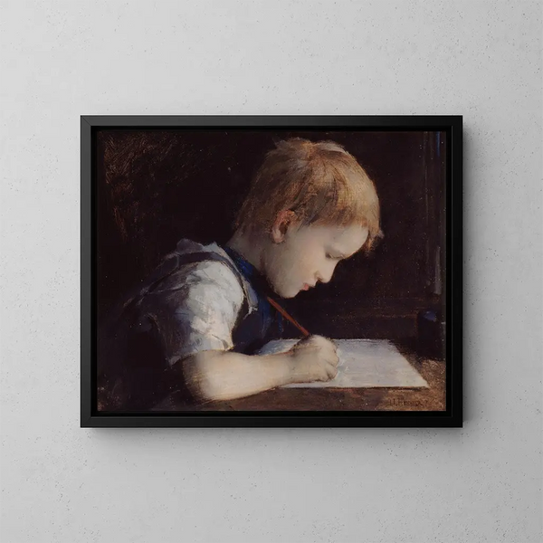 Le petit écrivain - Jean-Jacques Henner — indrammet kunstværk på væggen