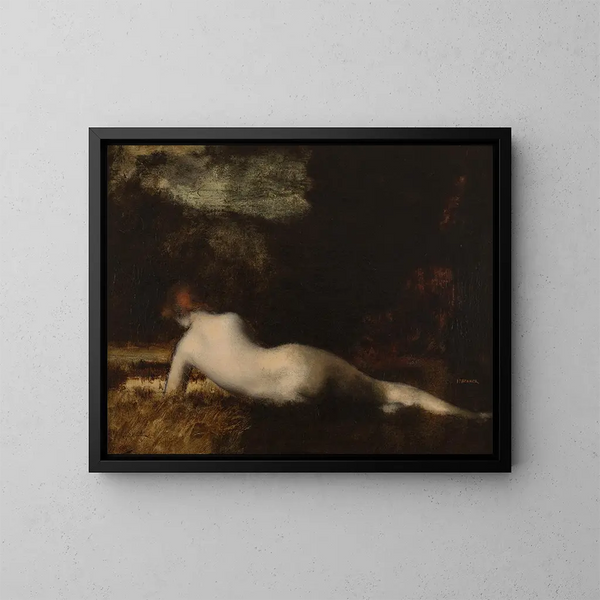 Nymfe liggende - Jean-Jacques Henner — indrammet kunstværk på væggen