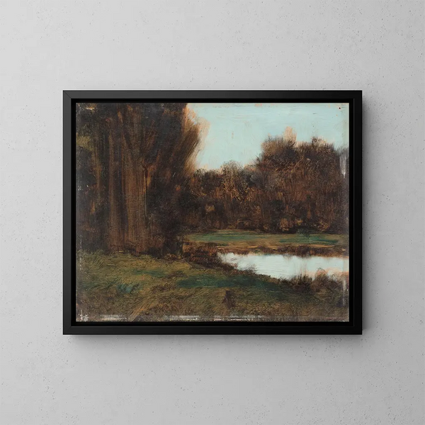 Landskab af Alsace med en dam - Jean-Jacques Henner — indrammet kunstværk på væggen