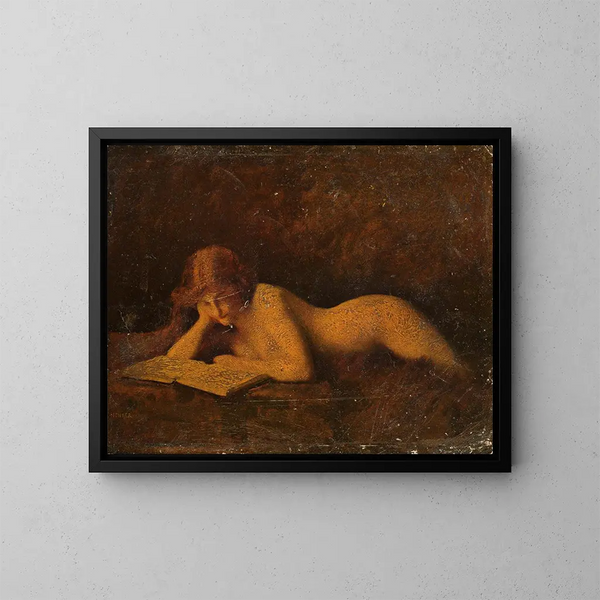 Kvinde læsende - Jean-Jacques Henner — indrammet kunstværk på væggen