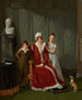 Portrait af general Baudet's hustru og hendes to børn med et brystbillede af generalen bagved - Jean-Jacques Lagrené — visning af kunstværket