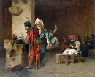 Café House i Kairo, kugleskud - Jean-Léon Gérôme — visning af kunstværket