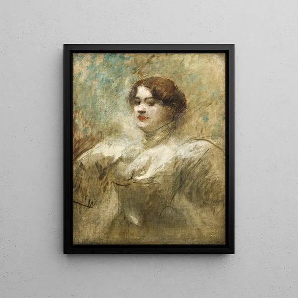 Portrait af Mademoiselle Lender - Jean-Louis Forain — indrammet kunstværk på væggen