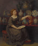 En dame, der sidder og beundrer en vase - Jean-Louis Hamon — visning af kunstværket