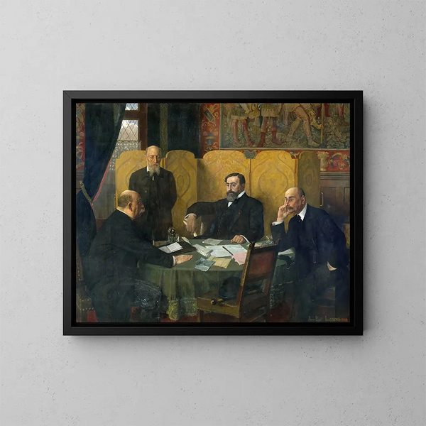 Paris' by- og Seine-departementets sikkerhedskomité under Første Verdenskrig 1914-1918 - Jean-Paul Laurens — indrammet kunstværk på væggen