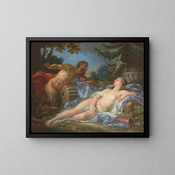 Jupiter og Antiope - Jean-Simon Berthélemy — indrammet kunstværk på væggen