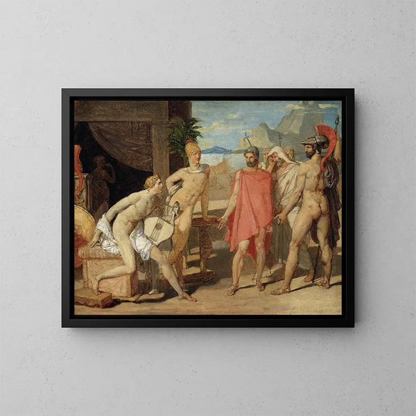 Achille modtager udsendinge fra Agamemnons sendebud i sit telt - Jean-Auguste-Dominique Ingres — indrammet kunstværk på væggen