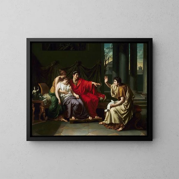 Virgile læser Eneiden op for Augustus, Octavia og Livia - Jean Baptiste Joseph Wicar — indrammet kunstværk på væggen