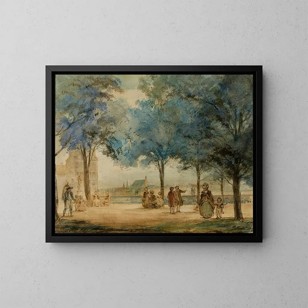 La terrasse des Tuileries en 1786 - Jean Baptiste Marchal — indrammet kunstværk på væggen