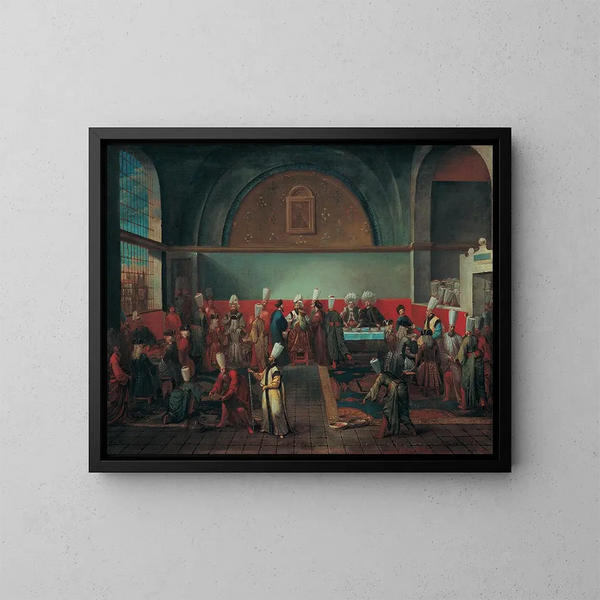 Dîner au palais en l'honneur d'un ambassadeur - Jean-Baptiste Vanmour — indrammet kunstværk på væggen