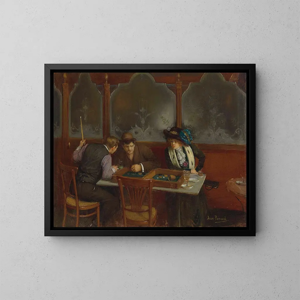 Ved caféen - Jean Béraud — indrammet kunstværk på væggen