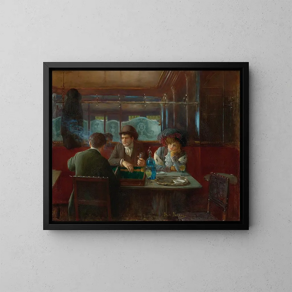 Le backgammon på café - Jean Béraud — indrammet kunstværk på væggen
