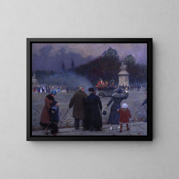 Tysk flagmaleri ved Invalides - Jean Béraud — indrammet kunstværk på væggen