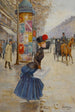 Unge kvinde, der krydser boulevardet - Jean Béraud — visning af kunstværket