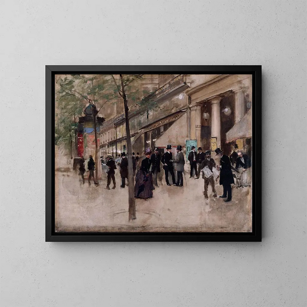 Le boulevard Montmartre devant le théâtre des Variétés l'après-midi - Jean Béraud — indrammet kunstværk på væggen