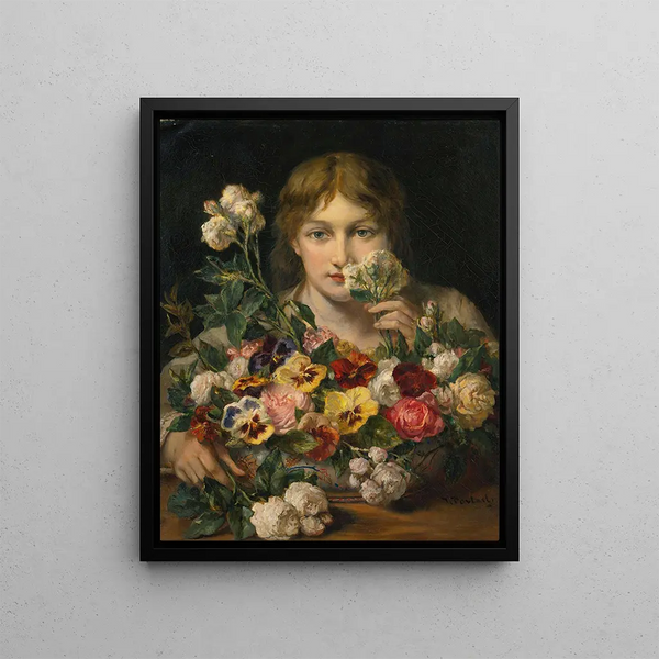 Bløde blomster - Jean François Portaels — indrammet kunstværk på væggen