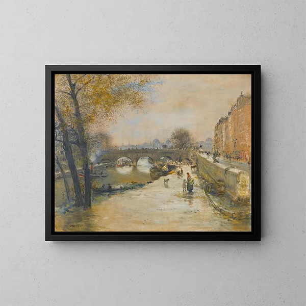Le quai devant le Pont-Neuf - Jean François Raffaëlli — indrammet kunstværk på væggen