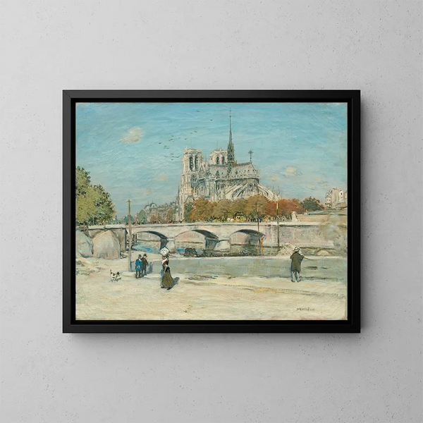 Notre-Dame set fra Quai de la Tournelle - Jean François Raffaëlli — indrammet kunstværk på væggen