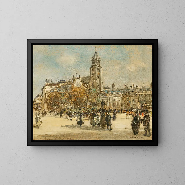 Place de Saint-Germain-des-Prés, Paris - Jean François Raffaëlli — indrammet kunstværk på væggen