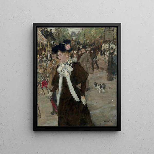 Elegant maleri på Boulevard des Italiens Paris - Jean François Raffaëlli — indrammet kunstværk på væggen