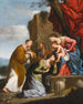Adoration af Jesusbarnet med tre helgener - Jean Le Clerc — visning af kunstværket
