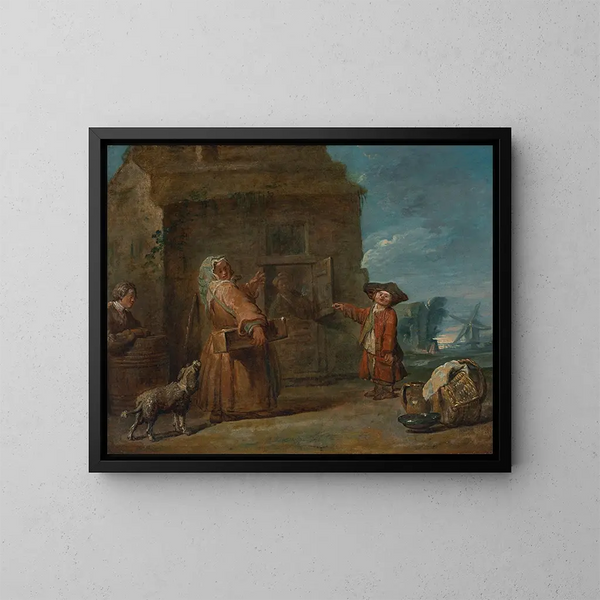 En genre scene, måske La boîte du prestidigitateur - Jean Siméon Chardin — indrammet kunstværk på væggen