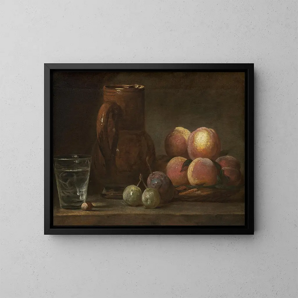 Vase de fruits et un verre - Jean Siméon Chardin — indrammet kunstværk på væggen